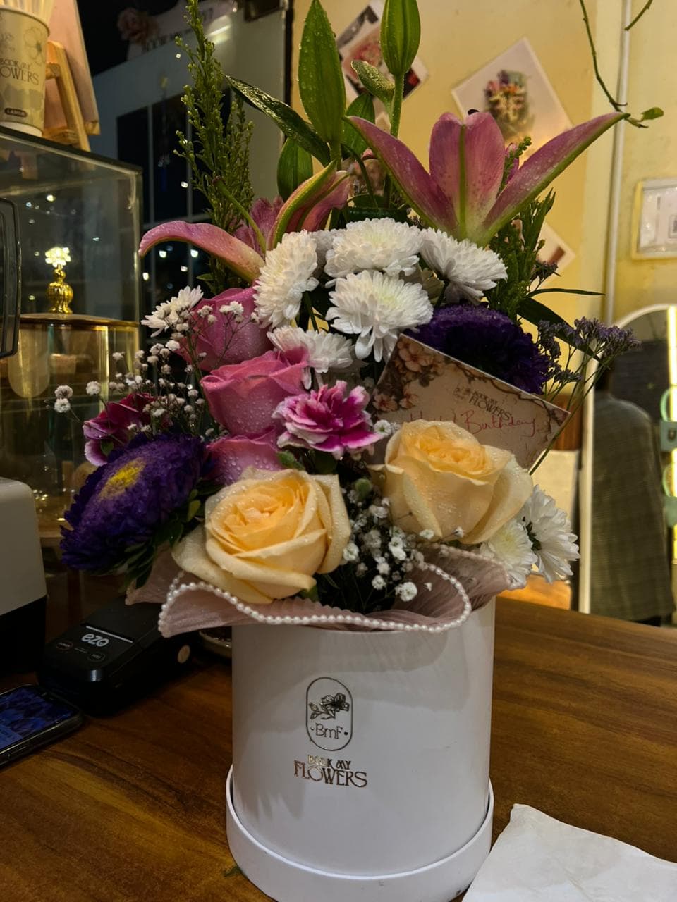 Peach rose round bouquet