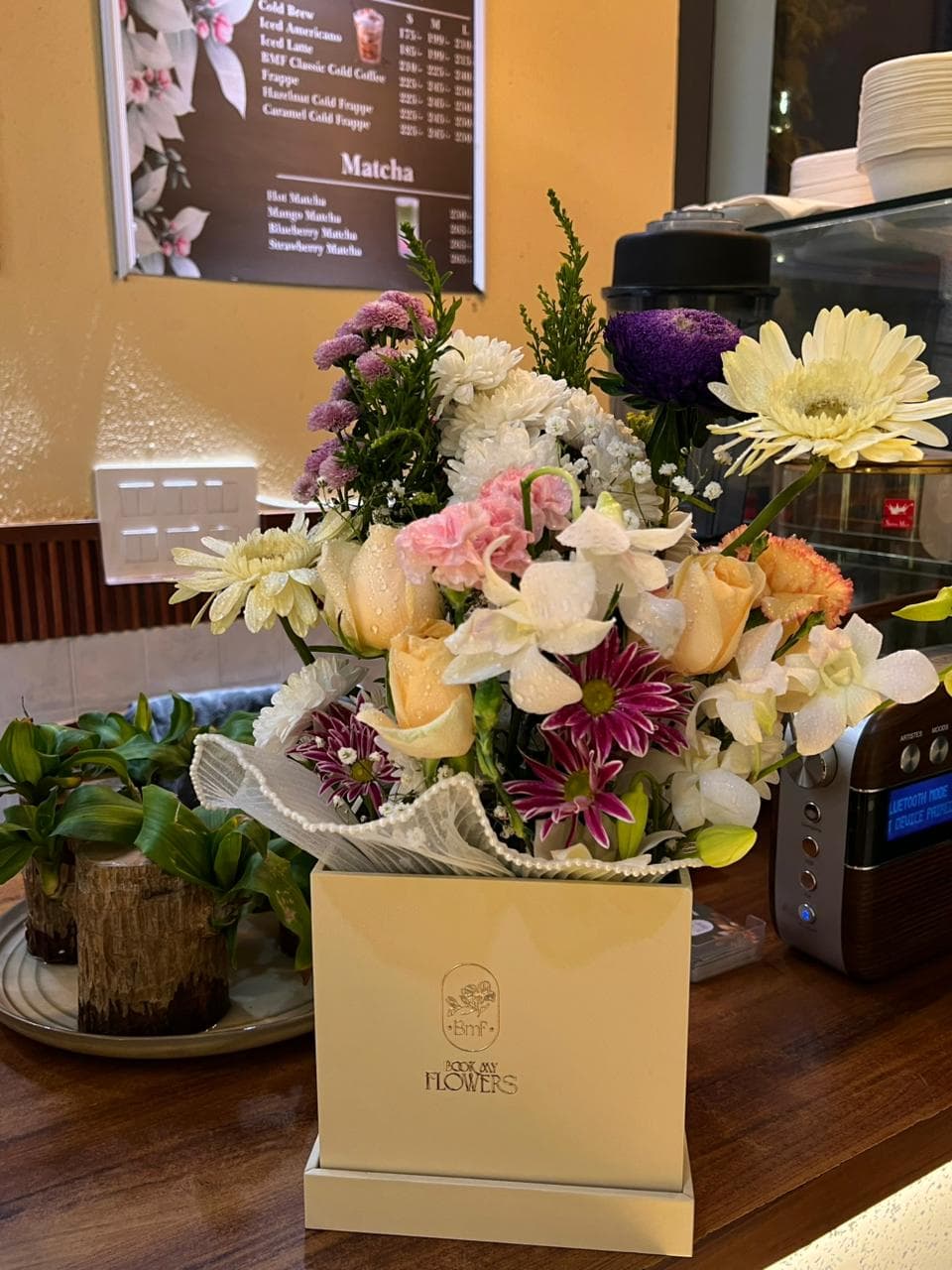 Mix flowers square bouquet